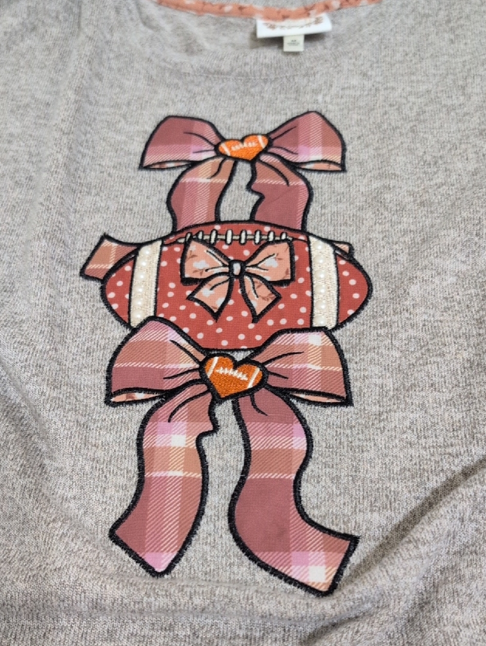 Graphic Pink Bow Football Pullover